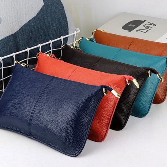 Watermelon Red Leather Crossbody Wristlet Clutch Shoulder Bag Handbag Pu… - Picture 11 of 12